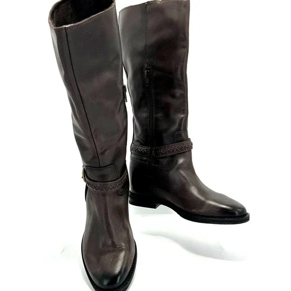 Lucky Brand Size 6.5 Brown Leather Riding Boots NEW Maltet Braided $220 - Picture 7 of 13